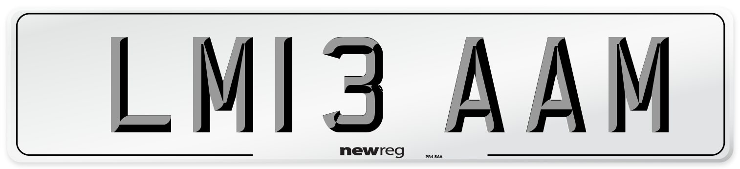 LM13 AAM Number Plate from New Reg